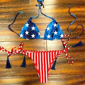 Shein USA flag 2 piece bikini bathing suit 👙